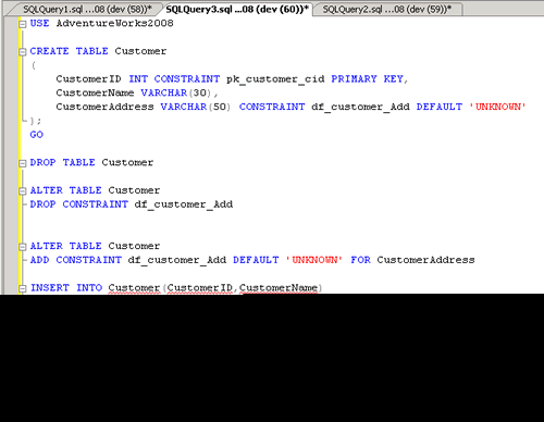  SQL SERVER -2008 - Création d'une Clé Primaire, d'une Clé Étrangère et d'une Contrainte par défaut 14_DFAllQuery 