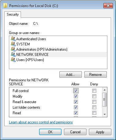 server query permissions reset