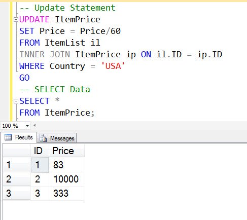 Sql update from select