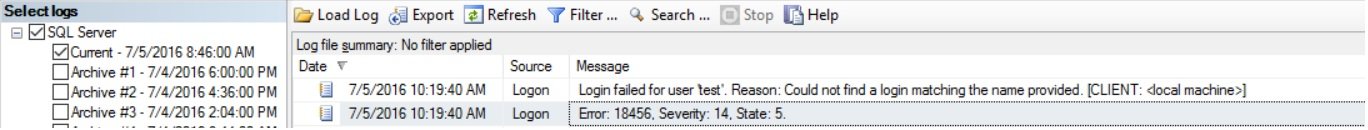 sql error 18456 severity 14 state 5