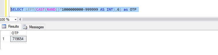 SQL SERVER - Simple Method to Generate Fixed Digit OTP Code Using Random Function otp 