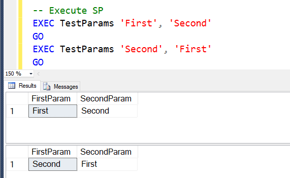 Server execute. Exec SQL. SQL exec procedure Pass parameters.