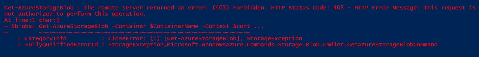 Get AzureStorageBlob The Remote Server Returned An Error 403 