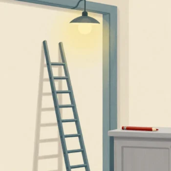 A kitchen door frame with a row of short pencil marks, the newest mark higher than the others.