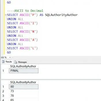 SQL SERVER - ASCII to Decimal and Decimal to ASCII Conversion