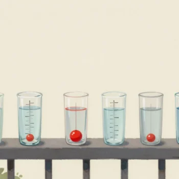 A row of rain gauges holding different amounts of water