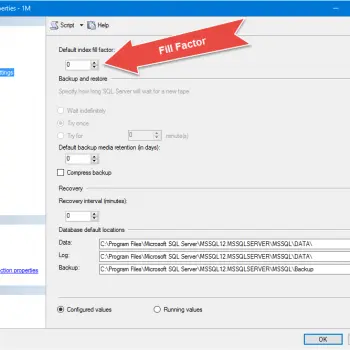 SQL Server Database Settings.