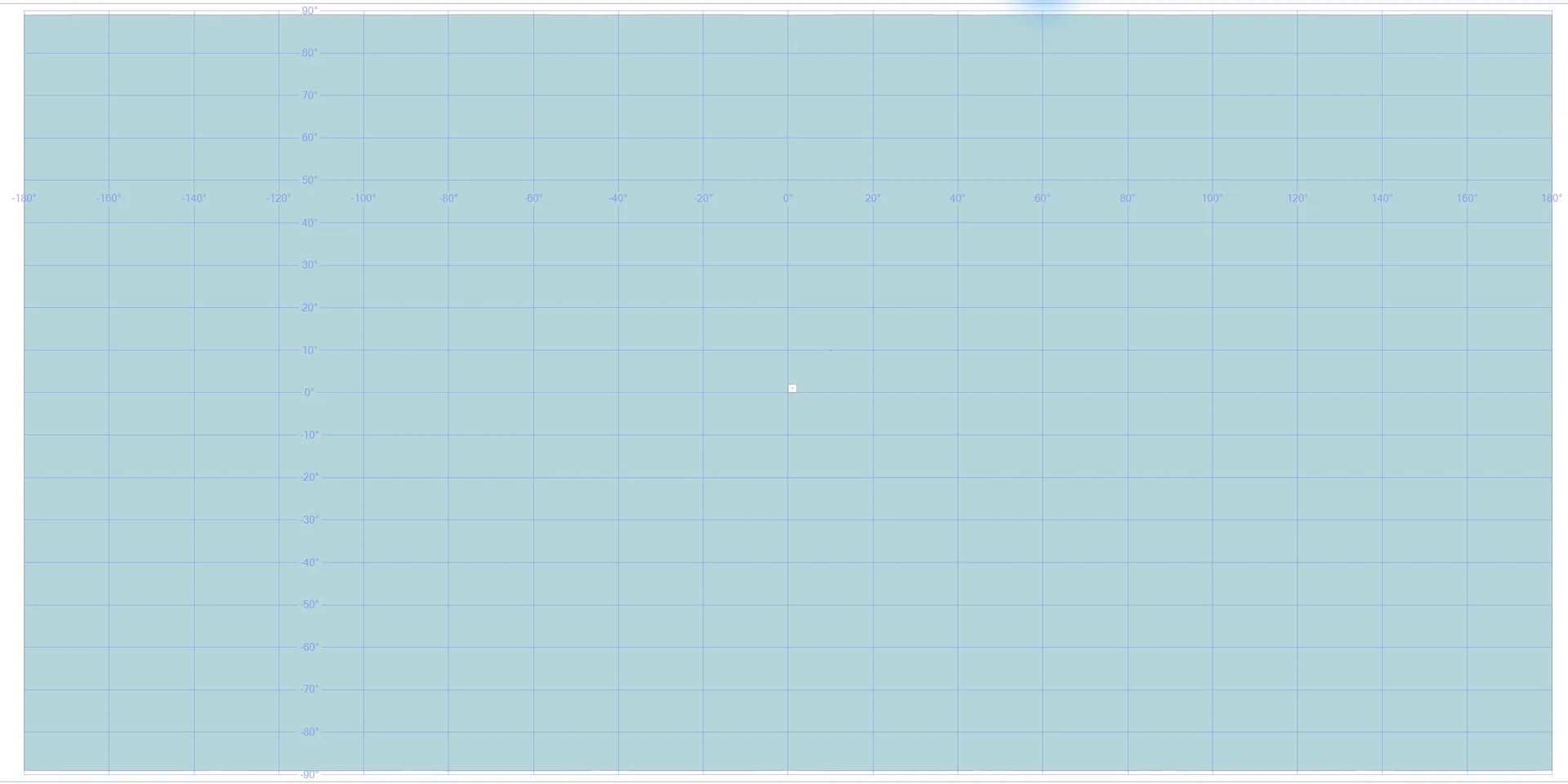 Reoriented region: the filled interior now occupies the opposite side of the same geographic ring. SSMS automatically shows a world extent, with the small original region excluded near the origin. Both images use Equirectangular projection but different zoom levels. Use the Boolean results above to compare near and far witness membership, rather than comparing displayed areas.