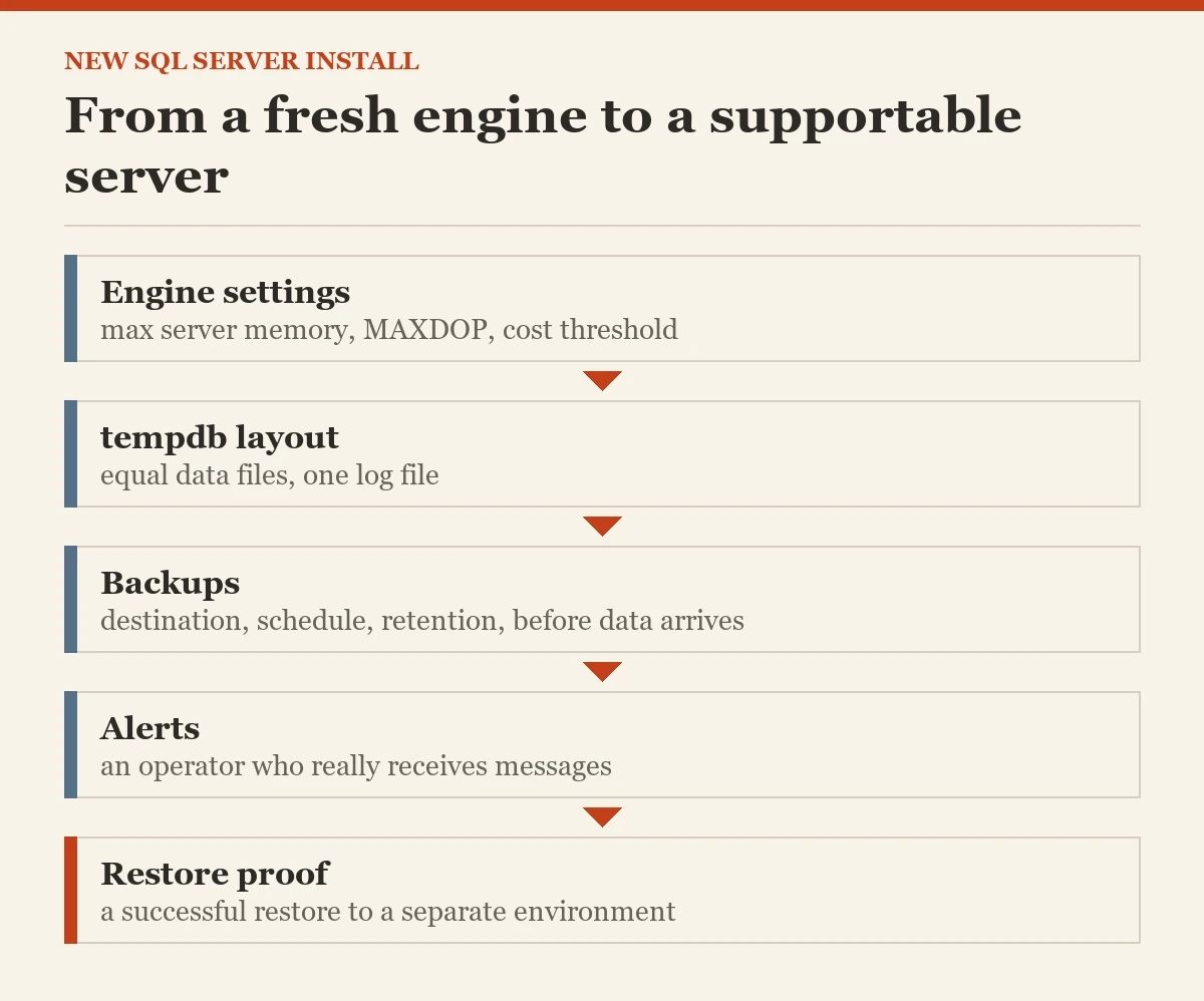 From a fresh engine to a supportable server: a diagram about the standard settings