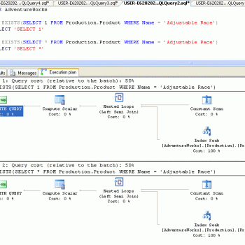 SQL SERVER - SELECT 1 vs SELECT * - An Interesting Observation