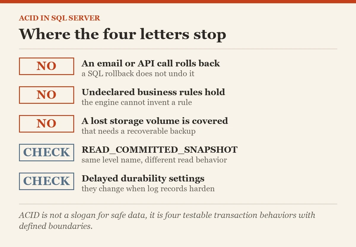 Where the four letters stop: a checklist on the ACID properties