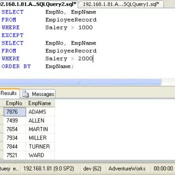 SQL SERVER - EXCEPT Clause in SQL Server is Similar to MINUS Clause in Oracle