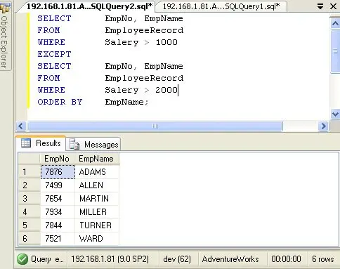 SQL SERVER - EXCEPT Clause in SQL Server is Similar to MINUS Clause in Oracle