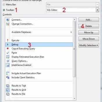 SQL SERVER - 2008 - Customize Toolbar - Remove Debug Button from Toolbar