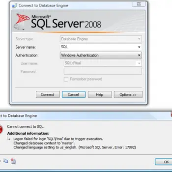 SQL SERVER - Fix : Error : 17892 Logon failed for login due to trigger execution. Changed database context to 'master'.