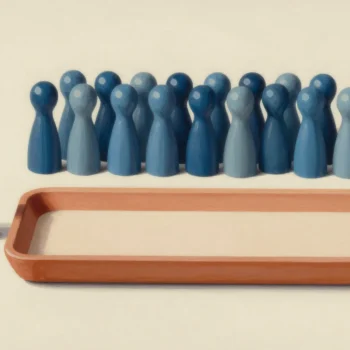 Blue wooden pins beside a long empty terracotta tray.