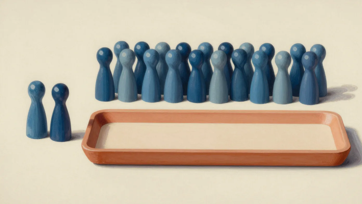 Blue wooden pins beside a long empty terracotta tray.