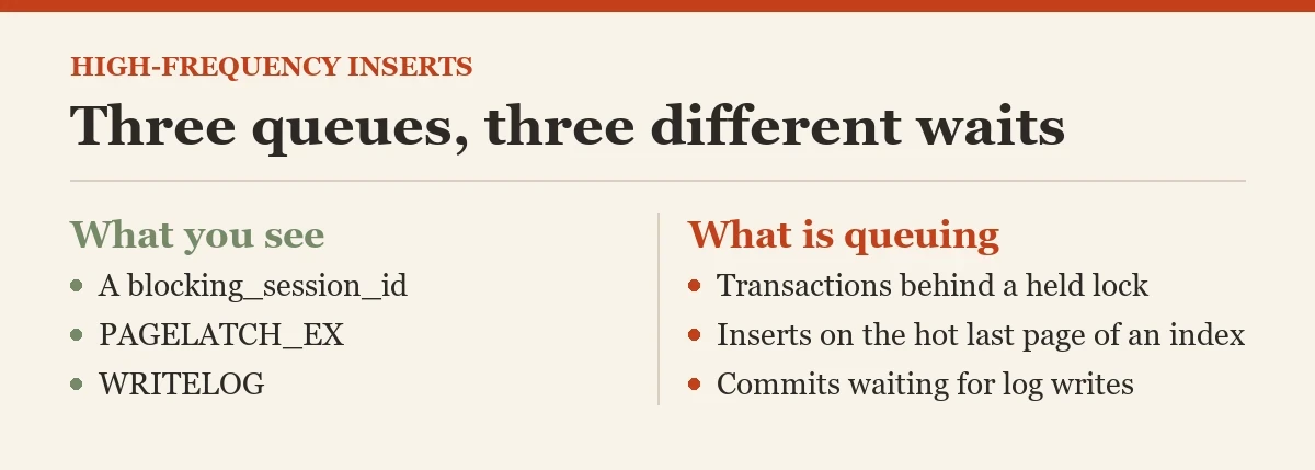 Three queues, three different waits: a diagram about the high-frequency inserts