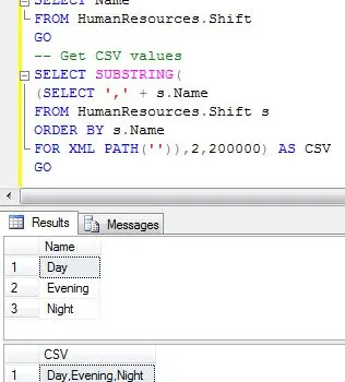 SQL SERVER - Comma Separated Values (CSV) from Table Column