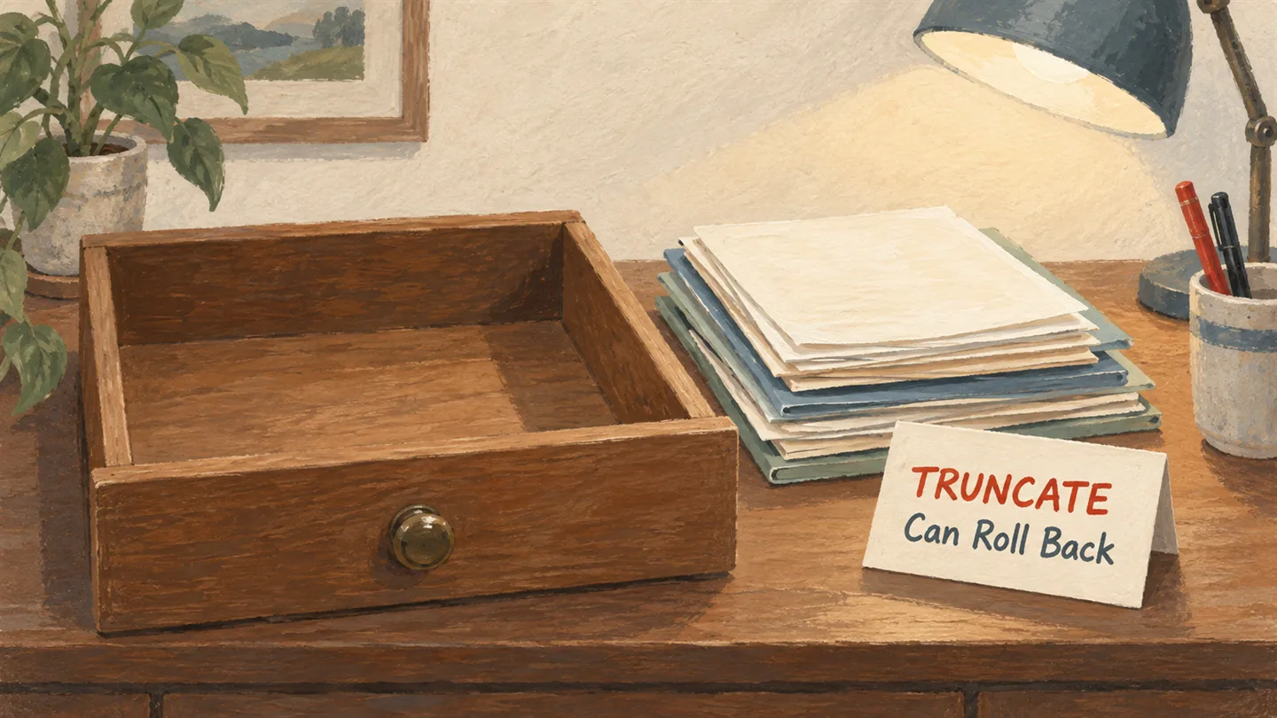 Illustrated cover: TRUNCATE Can Roll Back