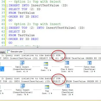 SQL SERVER - Performance Comparison - INSERT TOP (N) INTO Table - Using Top with INSERT