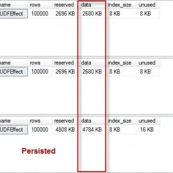 SQL SERVER - Computed Column - PERSISTED and Storage