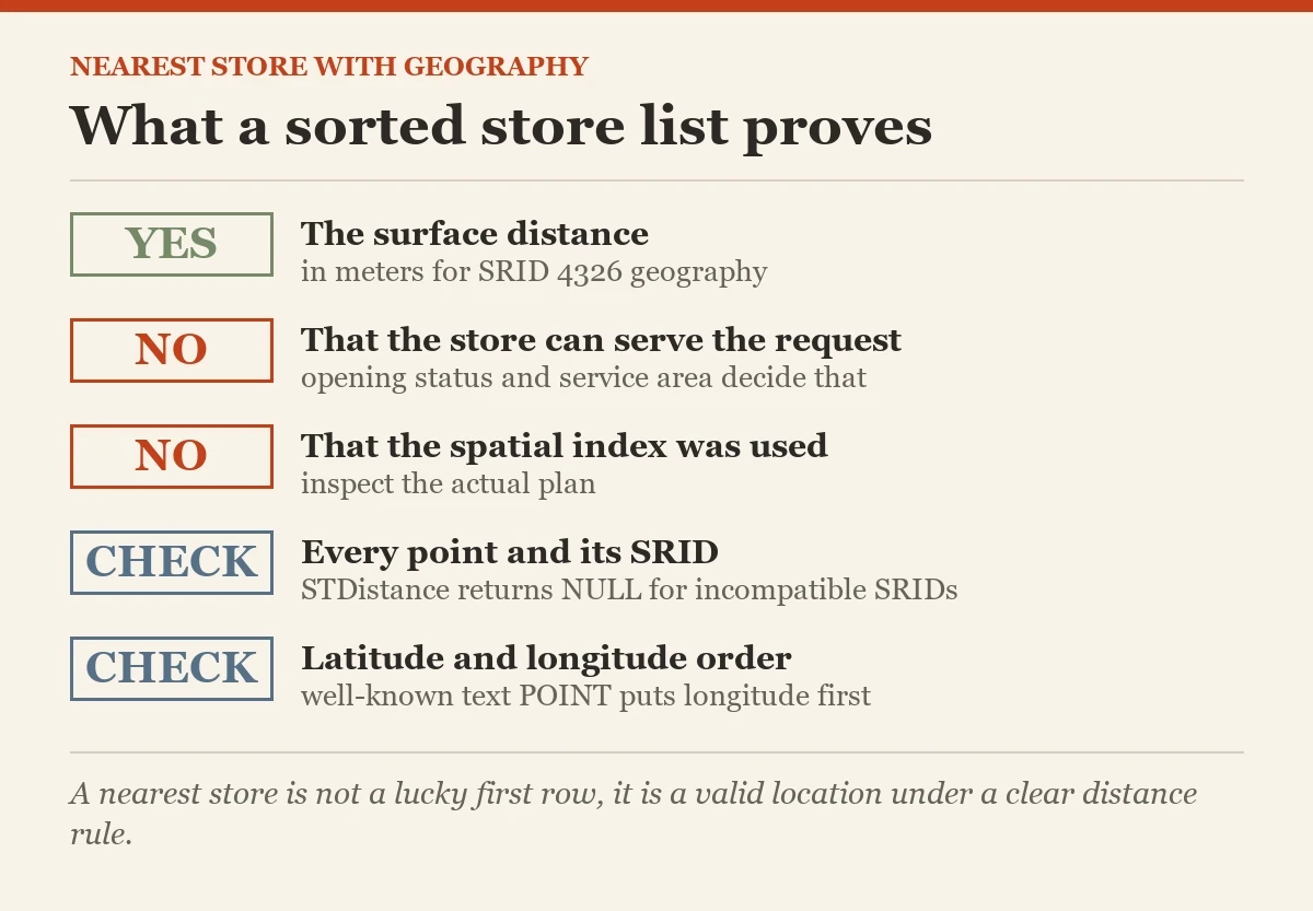 What a sorted store list proves: a checklist on the nearest store