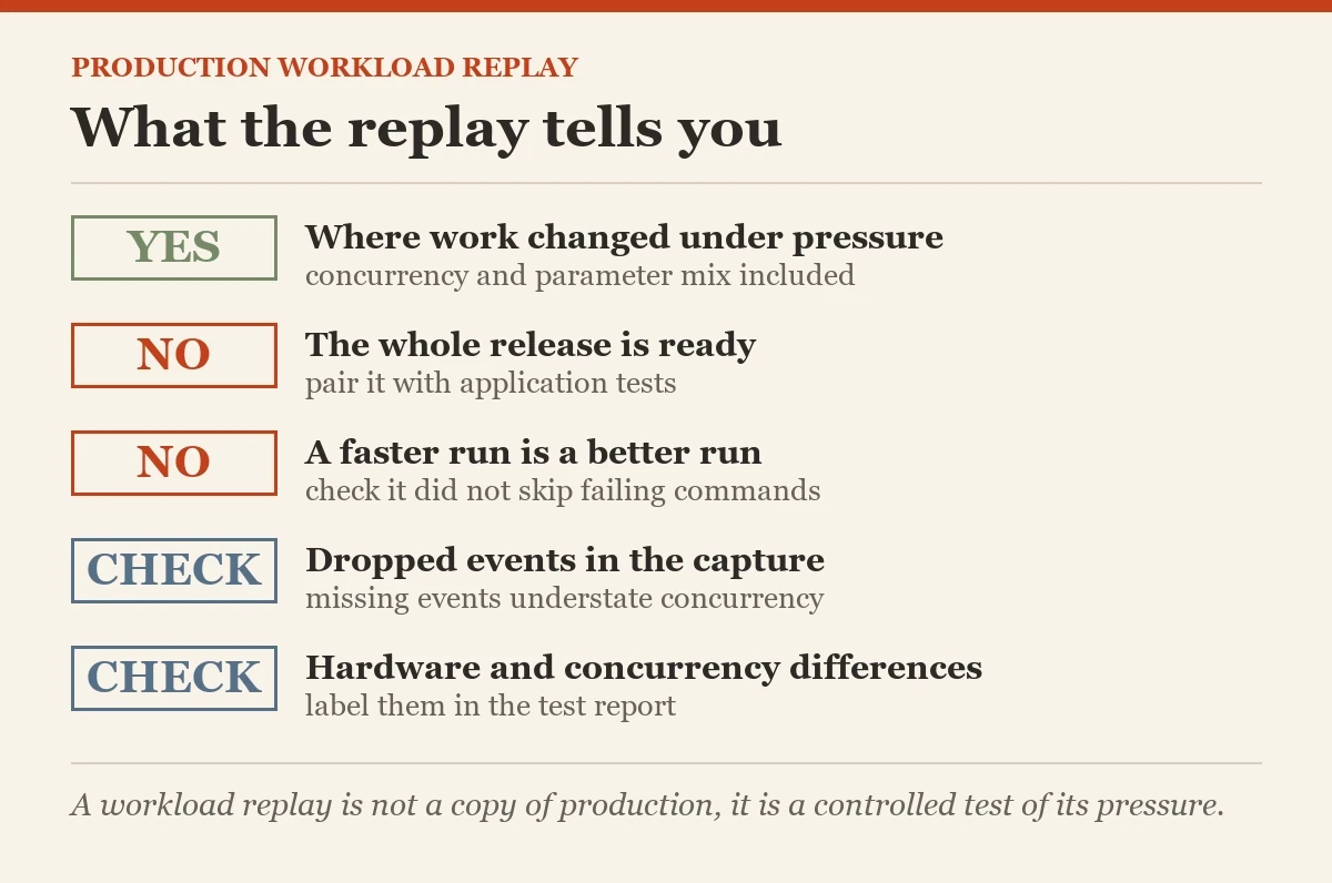 What the replay tells you: a checklist on the production workload