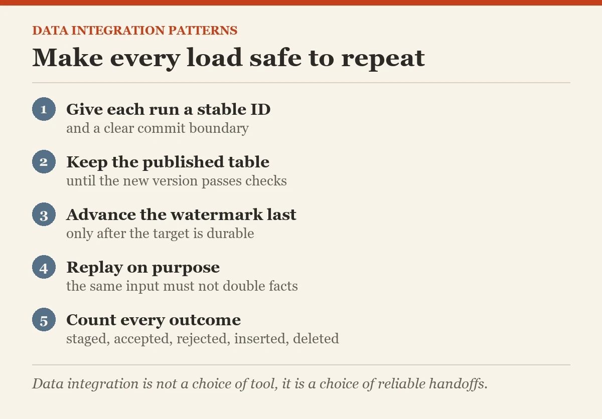 Make every load safe to repeat: a checklist on the data integration patterns