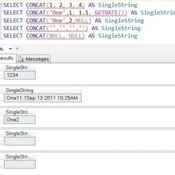 SQL SERVER 2012 - String Function CONCAT() - A Quick Introduction