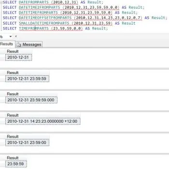 SQL SERVER 2012 - DateTime Functions - DATEFROMPARTS() - DATETIMEFROMPARTS() - DATETIME2FROMPARTS()