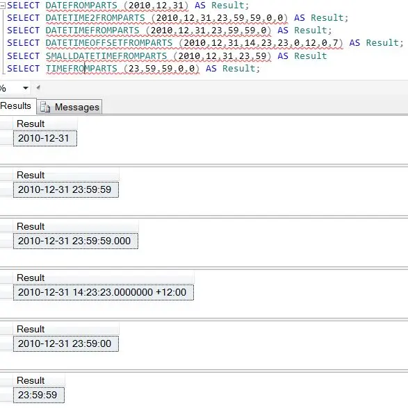 SQL SERVER 2012 - DateTime Functions - DATEFROMPARTS() - DATETIMEFROMPARTS() - DATETIME2FROMPARTS()