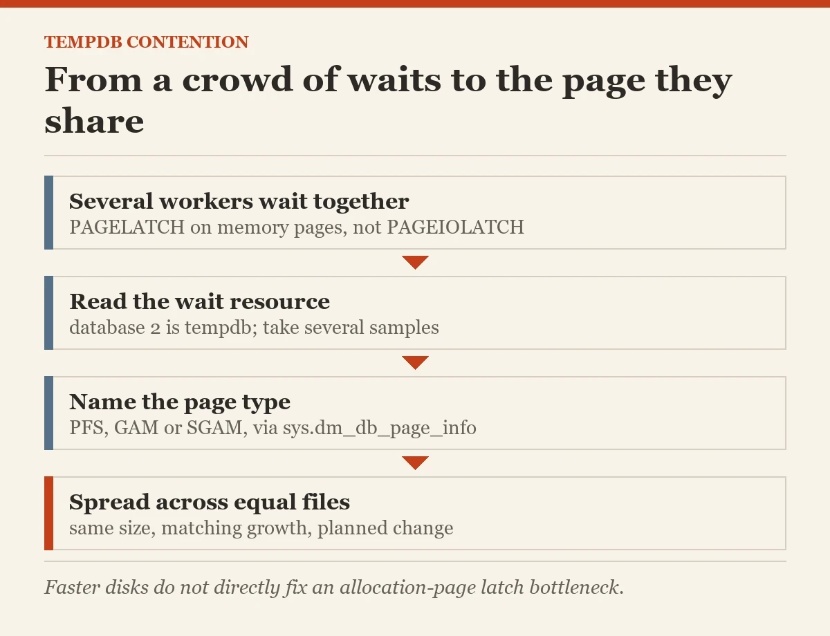 From a crowd of waits to the page they share: a diagram about the tempdb contention