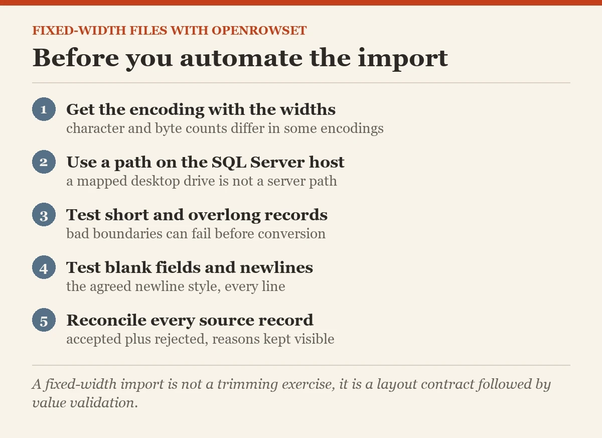 Before you automate the import: a checklist on the fixed-width text files