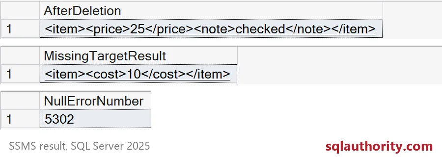 Final XML, unchanged missing target, and caught null receiver error 5302