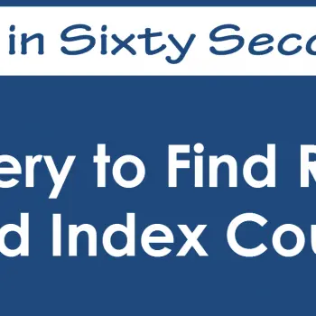 SQL query result with row and index count.