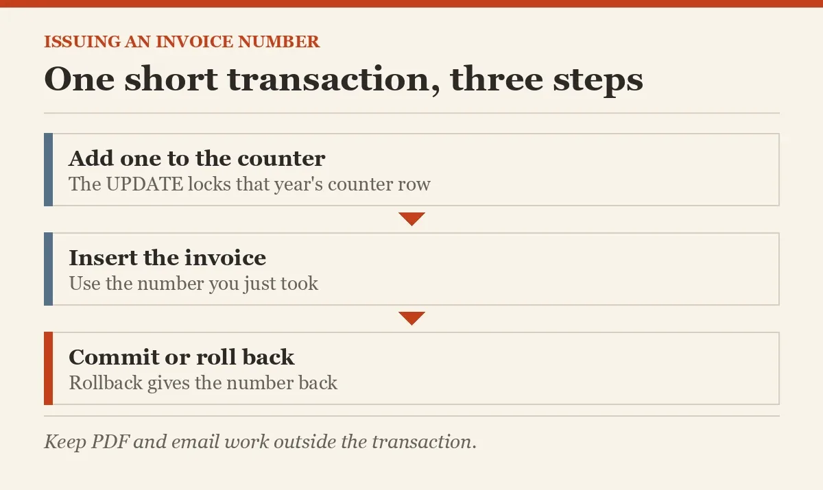 One short transaction, three steps