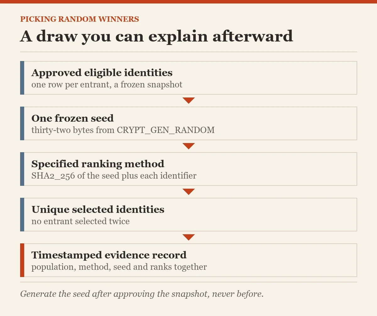 A draw you can explain afterward: a diagram about the random winners
