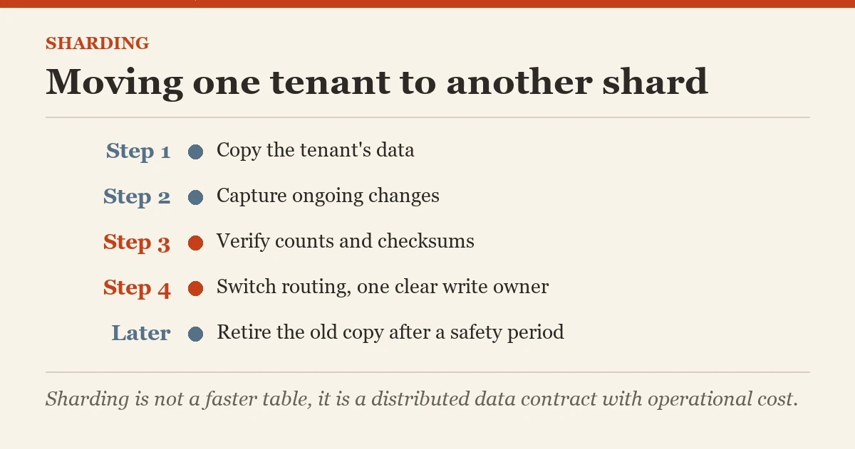 Moving one tenant to another shard: a checklist on the sharding