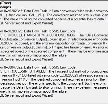 SQL SERVER - Fix: Error: The conversion returned status value 2 and status text "The value could not be converted because of a potential loss of data.". (SQL Server Import and Export Wizard)