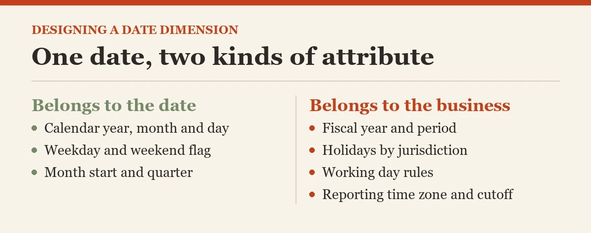 One date, two kinds of attribute: a diagram about the date dimension