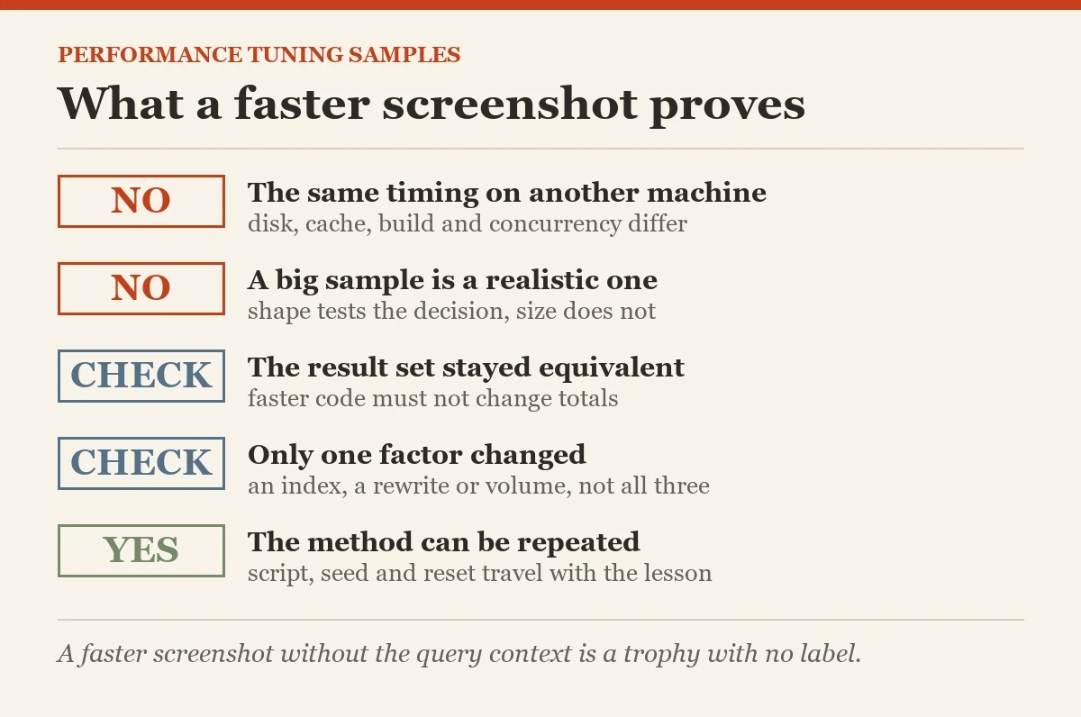 What a faster screenshot proves: a checklist on the practicing performance tuning