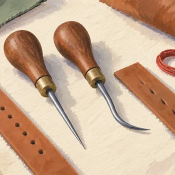 Matching-handled stitching awls with straight and curved working points