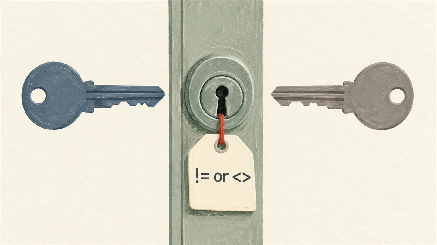 Illustrated cover: != or <>