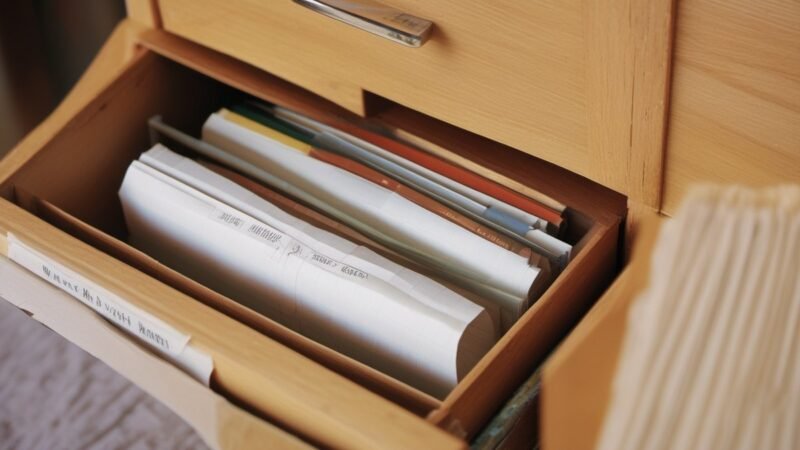Open file drawer full of folders, a data source for reports