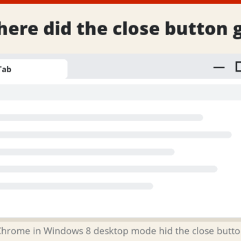 Browser window with minimize and maximize buttons and an empty spot where the close button should be
