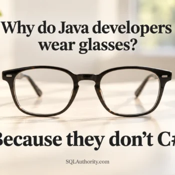 Black glasses with the joke: Why do Java developers wear glasses? Because they don't C#.