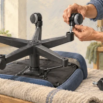 A chair caster replacement keeps sound wheels while replacing a worn wheel