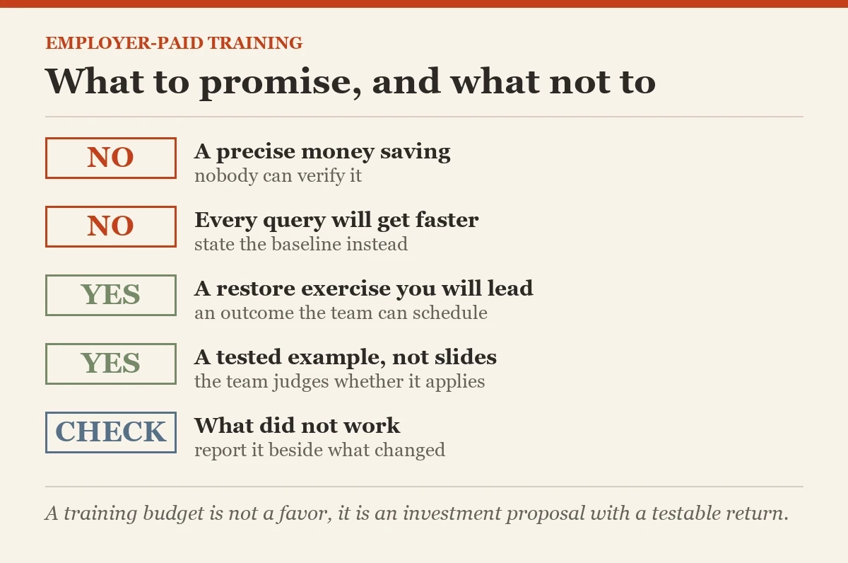 What to promise, and what not to: a checklist on the pay for training