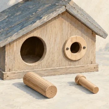 Dovecote entrances with a fitted collar narrowing one opening